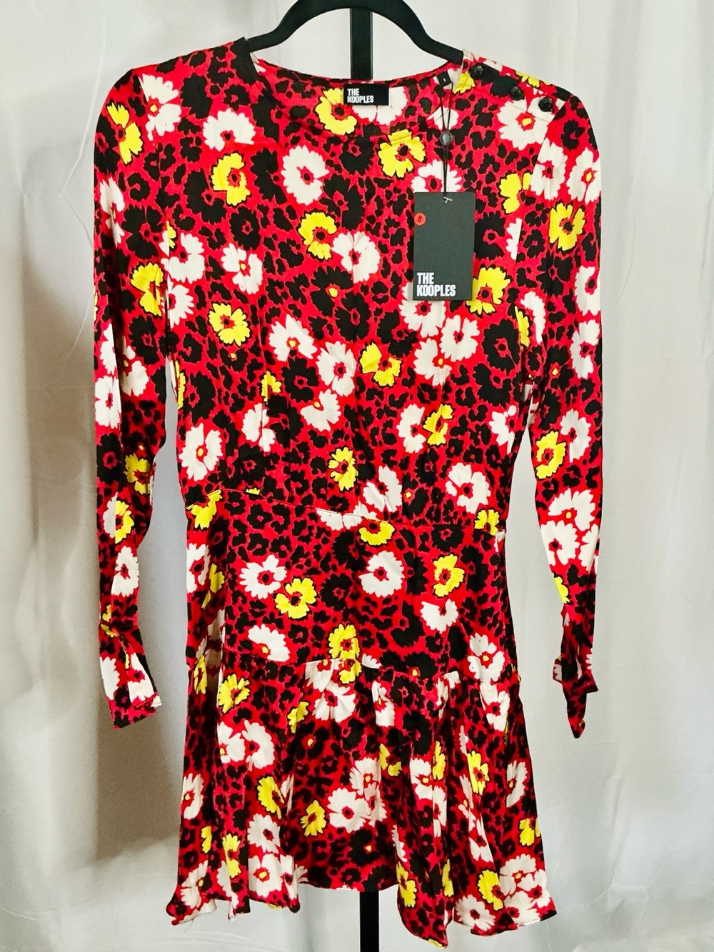 The Kooples Red Floral Long Sleeve Mini Dress 1/S NWT - Picture 5 of 13